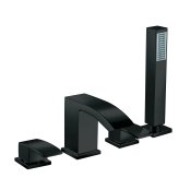 Scudo Descent Black Four Hole Deck-Mounted Bath/Shower Mixer - Matt Black