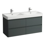 Laufen Base 2.0 1200 x 450mm 4 Drawer Double Vanity Unit (for Pro S Basin) - Traffic Grey