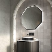 Scudo Passa 600 x 600mm Octagonal Mirror - Matt Black