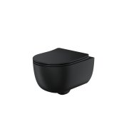 Scudo Riviera Round Wall-Hung Rimless Toilet & Seat - Matt Black