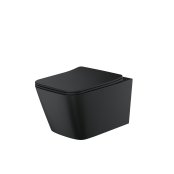 Scudo Riviera Square Wall-Hung Rimless Toilet & Seat - Matt Black