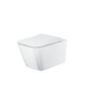 Scudo Riviera Square Wall-Hung Rimless Toilet & Seat - White