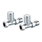 Scudo Straight Radiator Valves (Pair) - Chrome