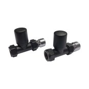 Scudo Straight Radiator Valves (Pair) - Black