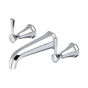 Perrin & Rowe Deco Three-Hole Wall-Mounted Basin Mixer with Lever Handles - Chrome