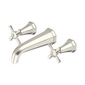 Perrin & Rowe Deco Three-Hole Wall-Mounted Basin Mixer with Crosstop Handles - Pewter