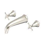 Perrin & Rowe Deco Three-Hole Wall-Mounted Bath Filler with Crosstop Handles - Pewter