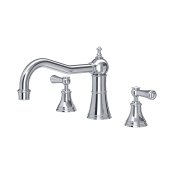 Perrin & Rowe Georgian Three-Hole Deck-Mounted Bath Set with Country Spout and Lever Handles - Chrome