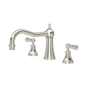 Perrin & Rowe Georgian Three-Hole Deck-Mounted Bath Set with Country Spout and Lever Handles - Pewter