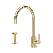 Perrin & Rowe Juliet Single Lever Sink Mixer with Rinse - Polished Brass