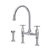 Perrin & Rowe Ionian Bridge Sink Mixer with Rinse (Crosstop) - Chrome