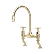 Perrin & Rowe Ionian Bridge Sink Mixer (Crosstop) - Gold
