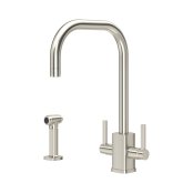 Perrin & Rowe Juliet Square Monobloc Sink Mixer with Rinse - Pewter