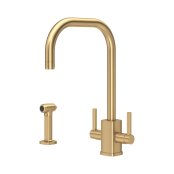 Perrin & Rowe Juliet Square Monobloc Sink Mixer with Rinse - Satin Brass