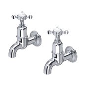 Perrin & Rowe Ionian Crosstop Bibcock Taps (Wall-Mounted) - Chrome