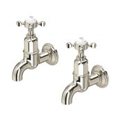 Perrin & Rowe Ionian Crosstop Bibcock Taps (Wall-Mounted) - Nickel