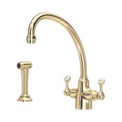 Perrin & Rowe Etruscan Monobloc Sink Mixer with Rinse - Gold