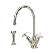 Perrin & Rowe Phoenician Monobloc Sink Mixer with Rinse (Crosstop) - Nickel