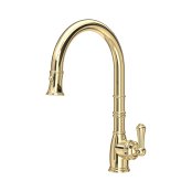 Perrin & Rowe Provence Monobloc Sink Mixer with Pull-Down Rinse - Polished Brass