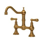 Perrin & Rowe Provence Bridge Sink Mixer - Aged Brass