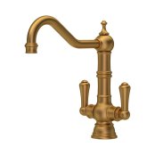 Perrin & Rowe Provence Monobloc Sink Mixer (Dual Lever) - Aged Brass