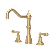 Perrin & Rowe Provence Widespread Sink Mixer - Satin Brass