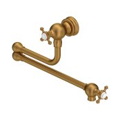Perrin & Rowe Pot Filler with Crosstop Handles - Aged Brass