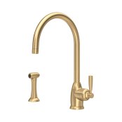 Perrin & Rowe Langbourn Monobloc Sink Mixer with Rinse - Satin Brass