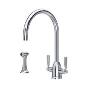 Perrin & Rowe Langbourn Monobloc Sink Mixer with Rinse (Dual Lever) - Chrome
