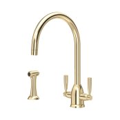 Perrin & Rowe Langbourn Monobloc Sink Mixer with Rinse (Dual Lever) - Gold