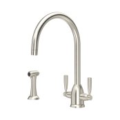 Perrin & Rowe Langbourn Monobloc Sink Mixer with Rinse (Dual Lever) - Pewter