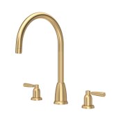 Perrin & Rowe Langbourn Widespread Sink Mixer - Satin Brass