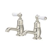 Perrin & Rowe Traditional Pair of Bath Pillar Taps (Lever Handles) - Pewter