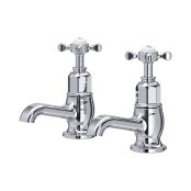 Perrin & Rowe Traditional Pair of Bath Pillar Taps (Crosstop Handles) - Chrome