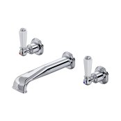 Perrin & Rowe Traditional Three-Hole Wall-Mounted Basin Mixer (Lever Handles) - Chrome