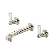Perrin & Rowe Traditional Three-Hole Wall-Mounted Basin Mixer (Lever Handles) - Nickel