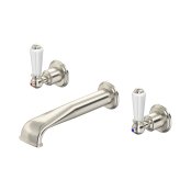 Perrin & Rowe Traditional Three-Hole Wall-Mounted Basin Mixer (Lever Handles) - Pewter