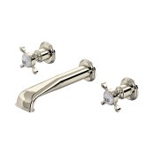 Perrin & Rowe Traditional Three-Hole Wall-Mounted Basin Mixer (Crosstop Handles) - Nickel