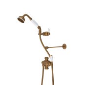 Perrin & Rowe Traditional Riser Diverter, Handshower, Hose, Sliding Bracket and Wall Stay - English Bronze