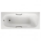 Roca Carla Eco 1700 x 700mm 2 Tap Hole Steel Bath with Grips, Anti-Slip and Leg Set