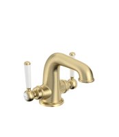 Tavistock Lansdown Twin Handle Basin Mixer with Click Waste - Brushed Brass