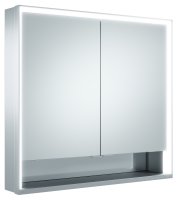 Keuco Royal Lumos 800 x 735 x 130mm Mirror Cabinet with Shelf - Anodised Silver