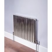 DQ Heating Cove 600 x 590mm Horizontal Double Column Brushed Stainless Steel Radiator