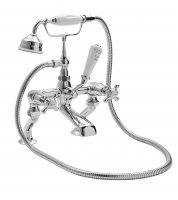 Bayswater White & Chrome Crosshead Deck Mounted Bath Shower Mixer with Dome Collar