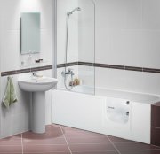 Abalone Reversed Walk-in Bath with Glass Door & Twin Waste
