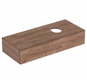 Geberit VeriForm 1200mm Two Drawer Hickory Vanity Unit for Lay-On Basin