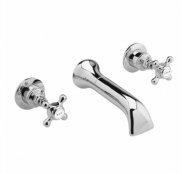 Bayswater White & Chrome Crosshead 3TH Wall Bath Filler with Hex Collar