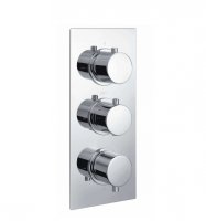 RAK Round Chrome Dual Outlet 3 Handle Thermostatic Concealed Shower Valve
