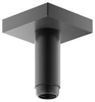 Keuco 100mm Ceiling Mounted Shower Arm with Square Rosette - Brushed Black / Chrome