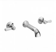 Bayswater White & Chrome Lever 3TH Wall Bath Filler with Hex Collar